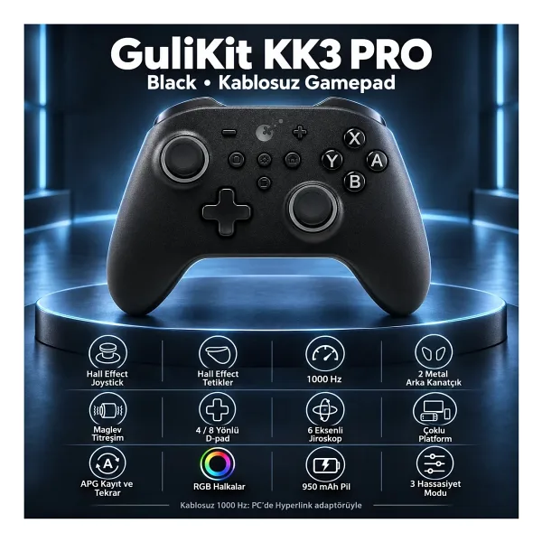 GuliKit KK3 Pro Siyah Kablolu/Kablosuz Oyun Kolu