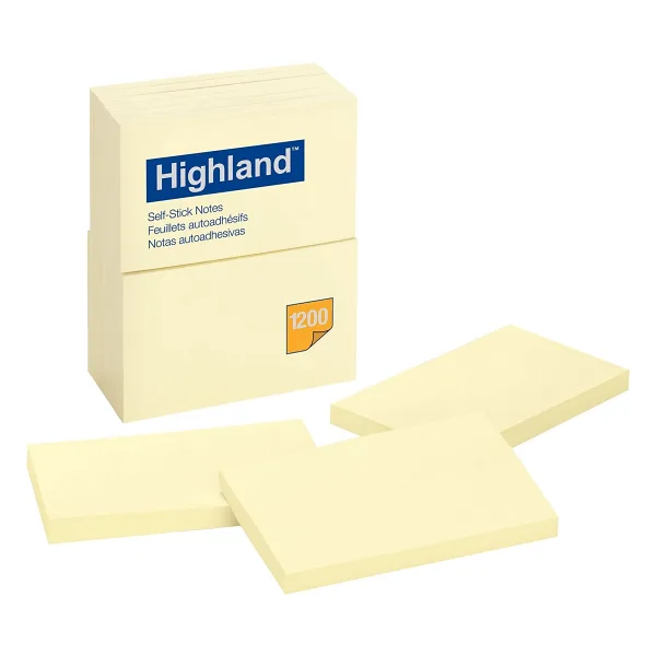 Highland notlar, 3 x 12,7 cm, Sarı, 100 arasında, 12 adet
