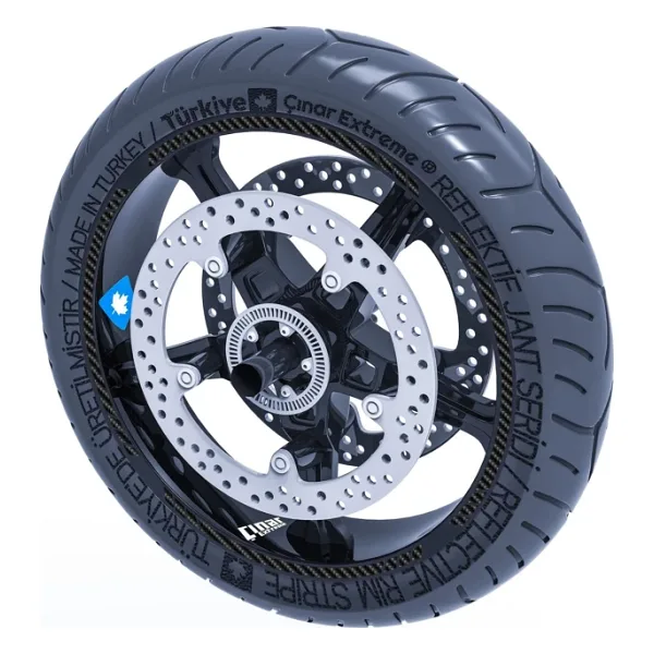 Karbon Fiber Dokulu 4 Parçalı Kesikli Jant Şeridi Sticker Çınar Extreme