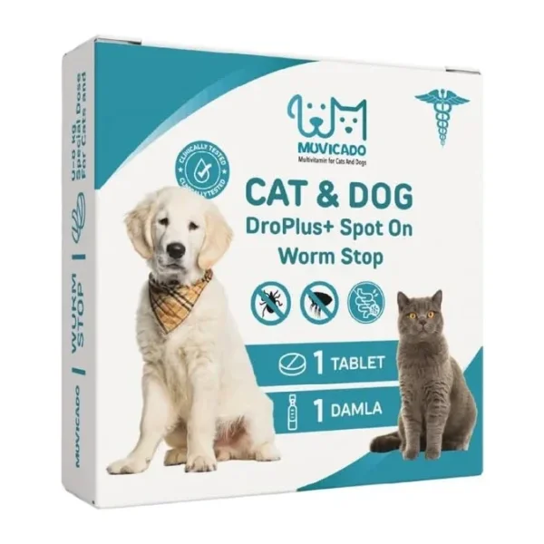Kedi Köpek Worm Stop İç Dış Parazit Damla Tablet Seti