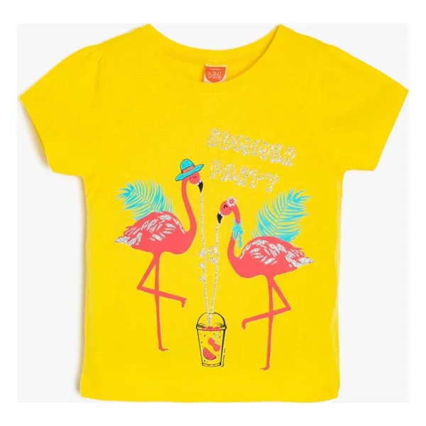 Koton Kız Bebek Yazılı Baskılı T-Shirt - 9 - 12 Ay - Sarı