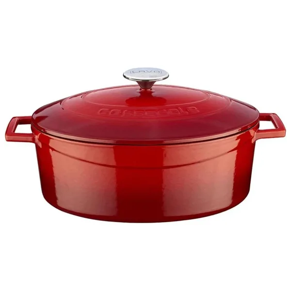 Lava Metal Oval Döküm Tencere, 29 cm, 4.67 Litre Hacim, Kırmızı