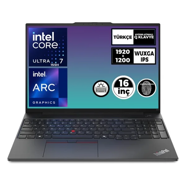 Lenovo Thinkpad E16 Gen 2 Ultra 7 155H 32GB 2tb SSD Freedos 16" Wuxga Dizüstü Bilgisayar 21MA002UTX 007 - Siyah