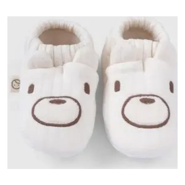 Little Gusto Kapitone Ayıcık Nakışlı Bebek Ekru Patik