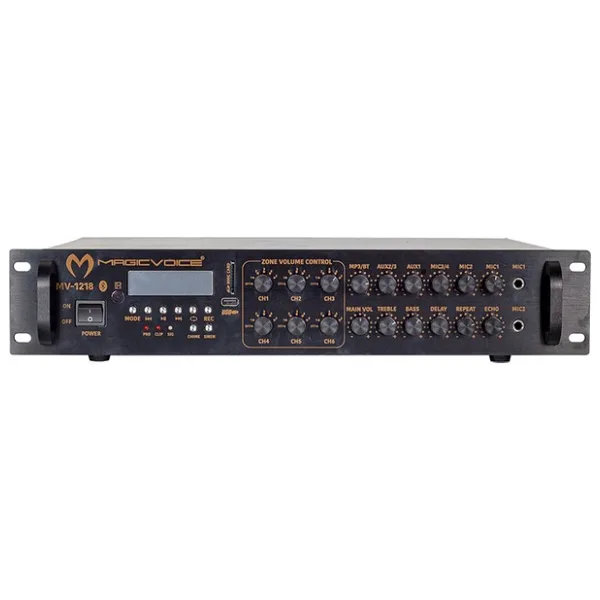 MAGICVOICE MV-1218 USB BT-UK 6 ZON ANFİ RMS 80Wx1CH +4-16-70-100V TRAFOLU