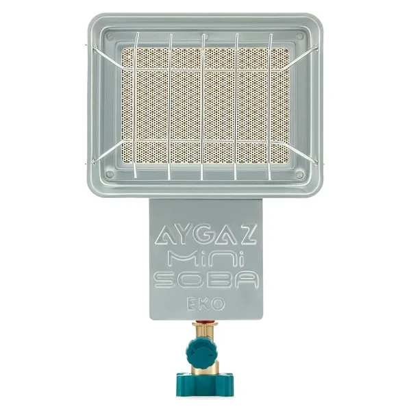 Mini Soba Eko, Kamp Sobası, Seramik Taş Doku, Entegre Regülatör, Hassas Musluk Ayarlı Kamp Sobası Gazlı, Kolay Musluk Montajı, 1,4 Kw Isı Gücü