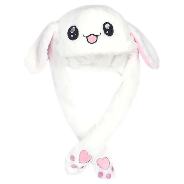 NETAVANTAJ Işıklı Oynar Kulaklı Peluş Kawaii Figürlü Şapka Beyaz
