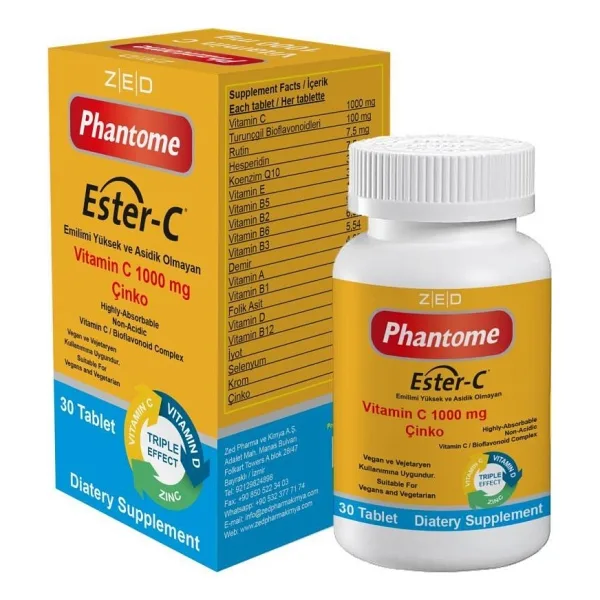 Phantome Ester-C 1000 Mg C Vit, D Vit, Çinko Multivitamin 30 Tablet