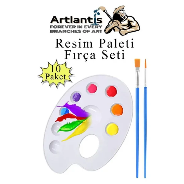Resim Paleti Ve Resim Firca Seti 10 Paket Ressam Paleti Boyama Fircasi Akrilik Boya Guaj Boya Suluboya