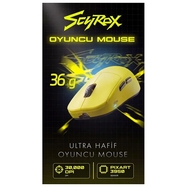 Scyrox V8 Sarı Optik Kablolu/Kablosuz Oyuncu Mouse