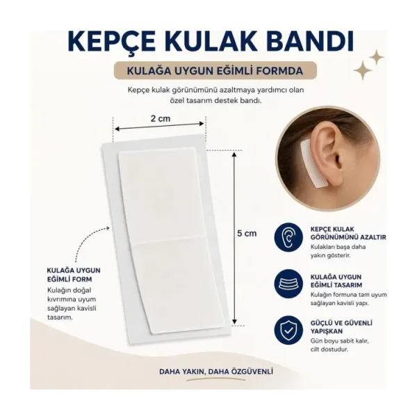 Şeffaf Çift Taraflı Kepçe Kulak Düzeltme Bandı, Kulak bandı, Kepçekulak bandı, Çocuk kulak bandı