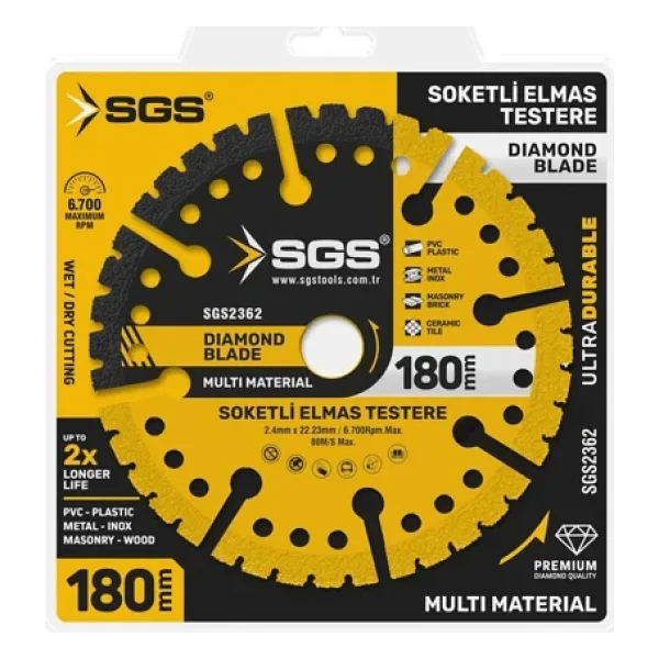 Sgs Çok Amaçlı Multi-Material Elmas Kesme Diski 180 Mm Sgs2362