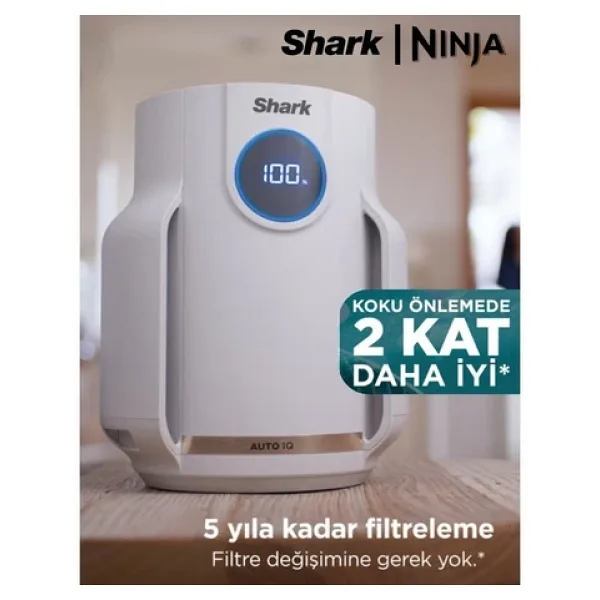 Shark 5 Yıl Uzun Ömür Filitre Küçük Odalar Için Dev Performans Anti-Odor Koku Giderici Ve Ultra Sessiz Hepa Filtreli Kompakt Tasarım Akıllı Hava Temizleyici