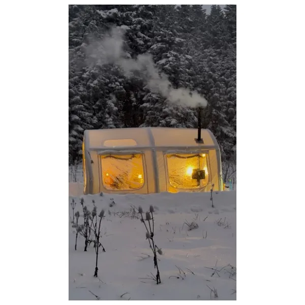 Shufa Glampıng Tekne Şekilli Şişme Çadır 400x350x220 cm - Şeffaf Kapı ve Pencereli
