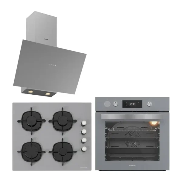 Silverline Gri Cam Ankastre Set BO65P4S01-CS5700E6S01-3481 Flam Gri (Buhar ve Airfryer Özellikli Fır
