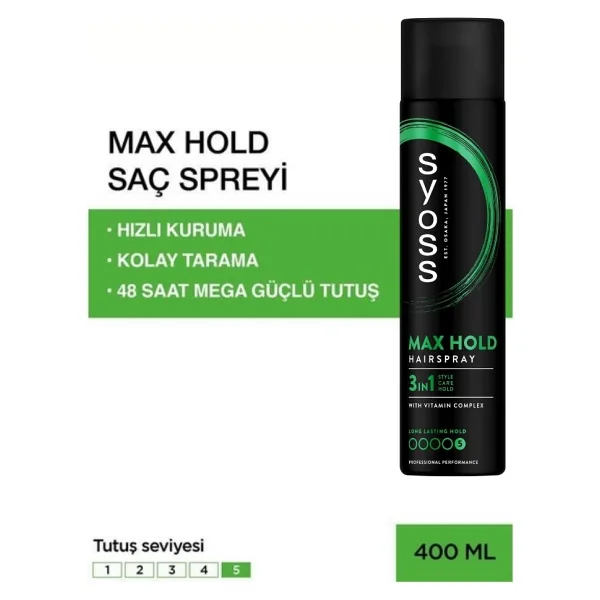 Syoss Max Hold Mega Güçlü 400 ml Saç Spreyi