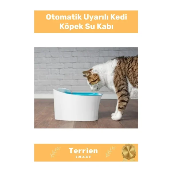 Terrien Smart Seri Özel Üretim Yeni Teknoloji Otomatik Uyarılı Ledli Karbon Filtreli Şık Kedi Köpek Su Kabı