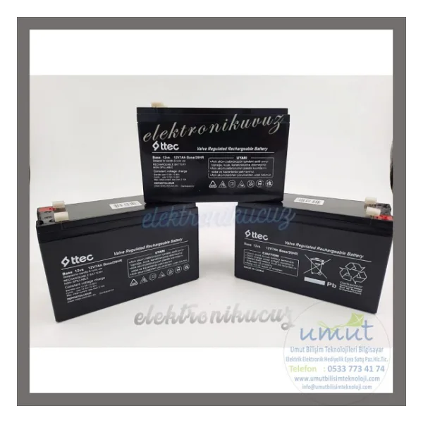 TTEC 12v 7ah Kuru Tip Akü / 12 VOLT 7 AMPER AKÜ - BAKIMSIZ ŞARJ EDİLEBİLİR PİL.