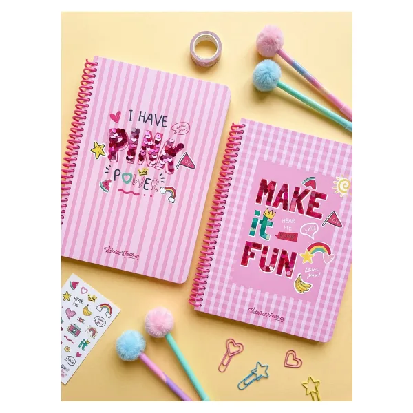 Victoria's Journals A5 Spiralli Okul Defteri 2'li Set - Çizgili, Soft Touch Kapak