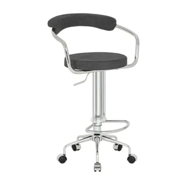 White Furniture Nessa Tekerlekli Bar Sandalyesi - Koyu Gri