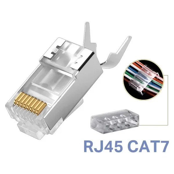 Yeni Nesil CAT7 EZ RJ45 Delikli Metal Jak Konnektör