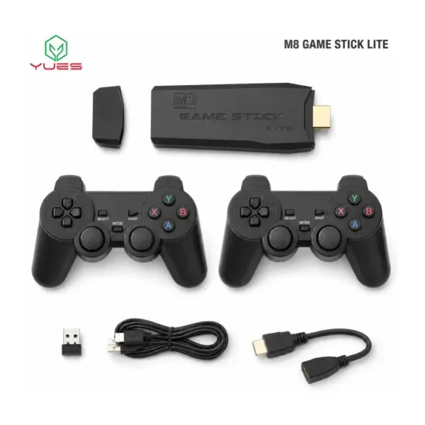 YUES M8 Retro Oyun Konsolu 4K HDMI Uyumlu, 64 GB Ön Yüklü Oyun Arşivi, Çift Kolu, Tak-Çalıştır