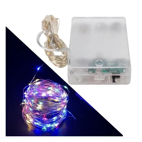 3xaa Pilli 4 Renkli Rgb Sabit 10 Metre Kablolu Bağ Led