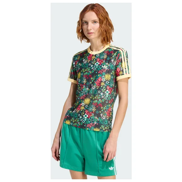 Adidas Originals X Liberty London 3 Stripes KD5560 Kısa Kollu Bisiklet Yaka Kadın Tişört
