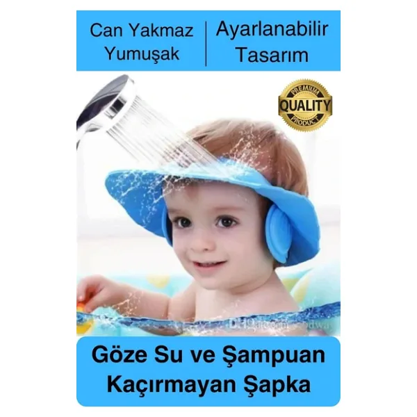 Ayarlanabilir Çocuk Bebek Duş Şapkası Göze Şampuan Su Sabun Kaçmasını Önleyen Koruyucu Banyo