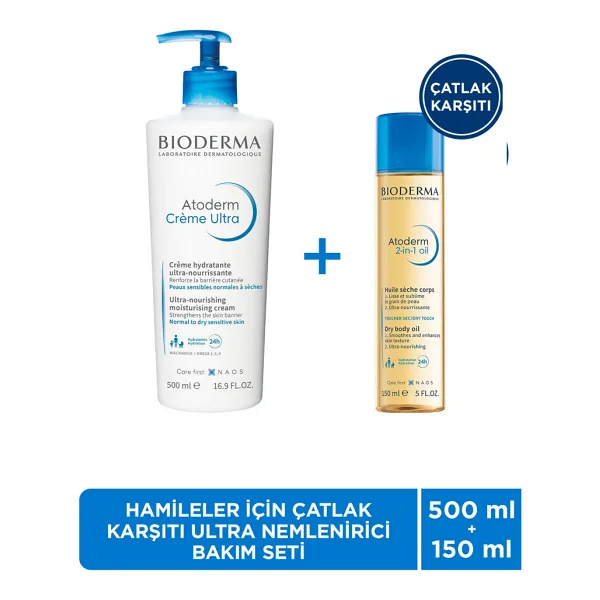 Bioderma Atoderm Hamileler için Çatlak Önleyici, Nemlendirici ve Besleyici Cilt Bakım Seti