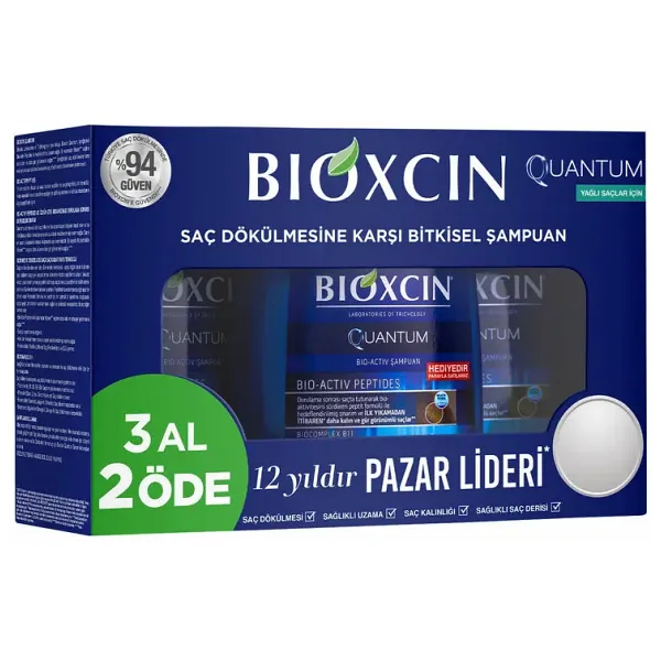 Bioxcin Quantum Bio-Activ Yağlı Saçlar için 3x300 ml Şampuan