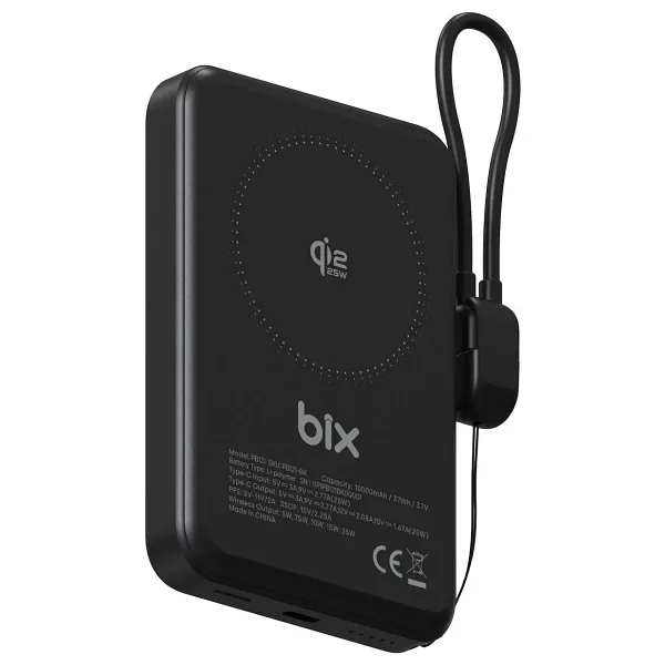 Bix PB121 Siyah 10000 mAh Hızlı Şarj MagSafe Powerbank