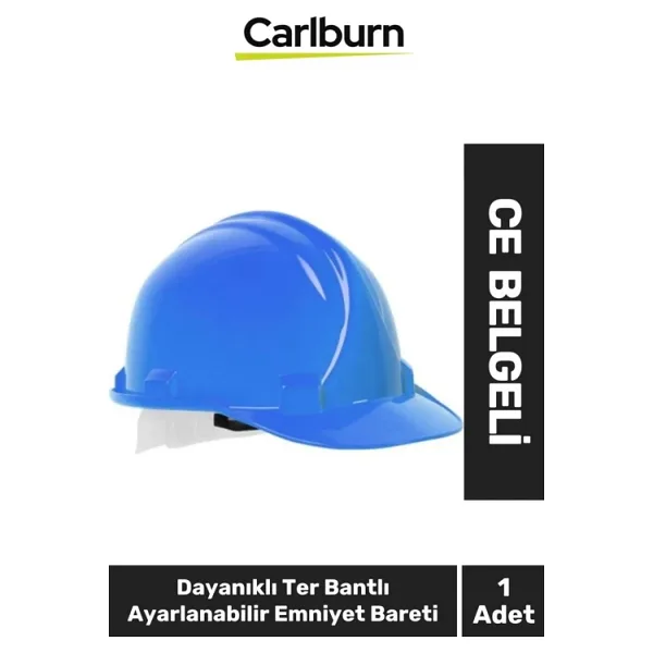 CE Belgeli Dayanıklı Ter Bantlı Ayarlanabilir Şantiye İnşaat İş Güvenliği Mavi Emniyet Bareti