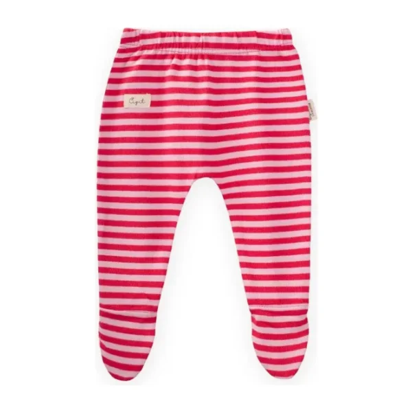 Cigit Ayaklı Bebe Pantolon 0-6 Ay Pudra Mercan Çizgili