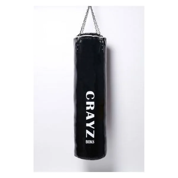 Crayz Boks Kum Torbası Içi Dolu + Tavan Askı Aparatı - 120 cm x 30 cm - Siyah