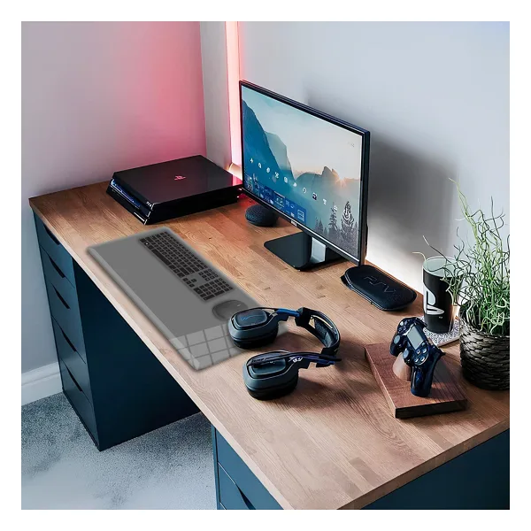 Decorita Cam Mouse Pad Cam Masa Matı Düz Renk - Gri Large 40cm X 80cm