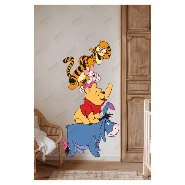 efekt reklam Sevimli Neşeli Dostlar Çocuk Odası Duvar Yapışkanlı Sticker Seti