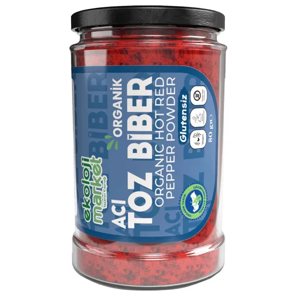 Ekoloji Market Organik Glutensiz Kavanoz Toz Biber- Acı 80 gr