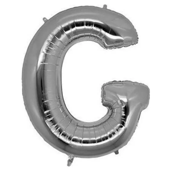 EveFix Gümüş Renk Folyo Balon G Harfli Helyum Balon 100 Cm Dev Boy