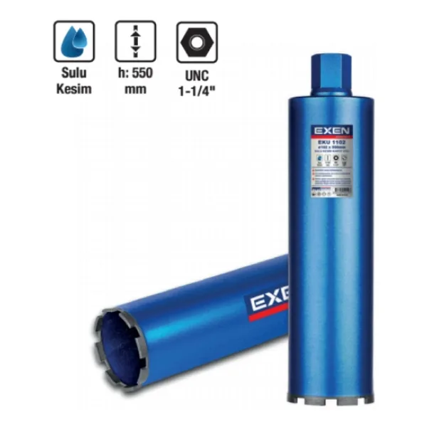 Exen EKU 1102 102x550 mm Sulu Kesim Elmas Karot Ucu