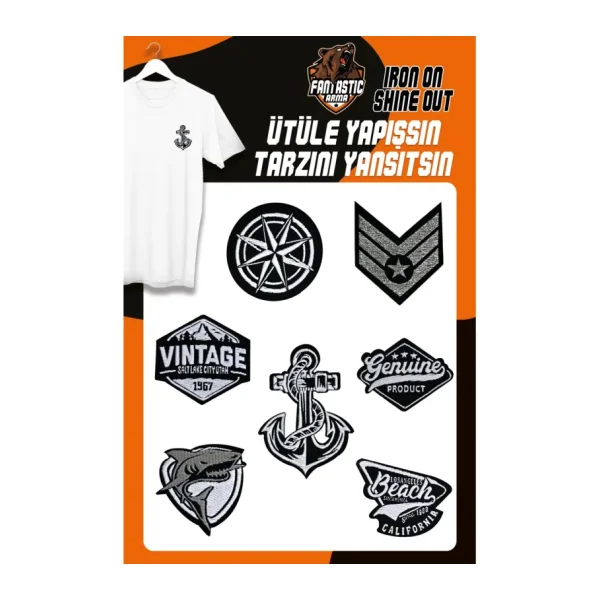 FANTASTIC ARMA Ütü Ile Yapışan Dokuma Arma Seti Patch Yama Denizci/beach Modeli