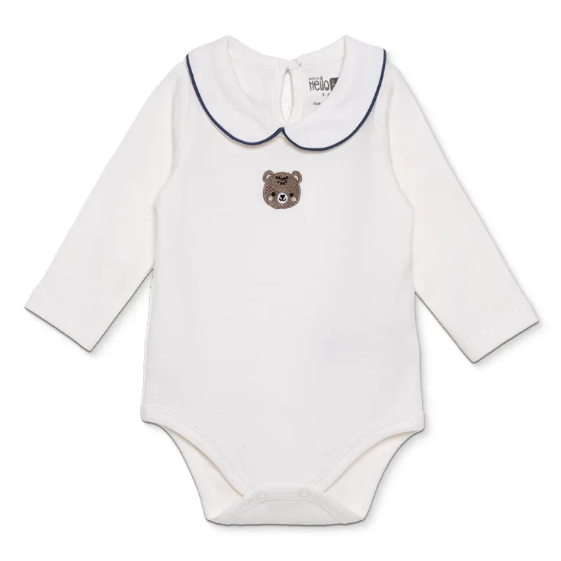 HelloBaby Erkek Bebek Uzun Kol Body Çıtçıtlı Yaka 12-2 Yaş