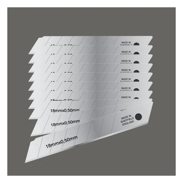 İthal 10 Adet 8 Dilim Maket Bıçağı Yedeği Ucu 0.50 Mm Kalınlık X 18 Mm Genişlik Bıçak Ucu Jilet