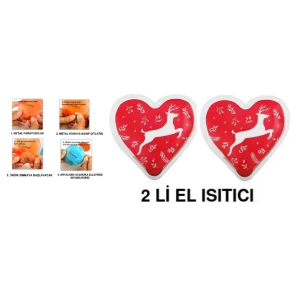 KALPLİ GEYİKLİ CEP SOBASI,EL ISITICI,2 ADET SICAK SU TORBASI PVC 9cm