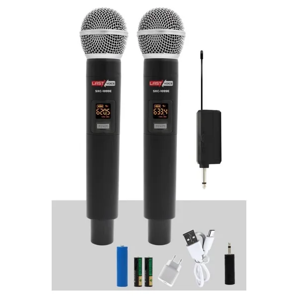 Lastvoice SXC-1099E Şarjlı Çift Kablosuz El Tipi Telsiz Mikrofon