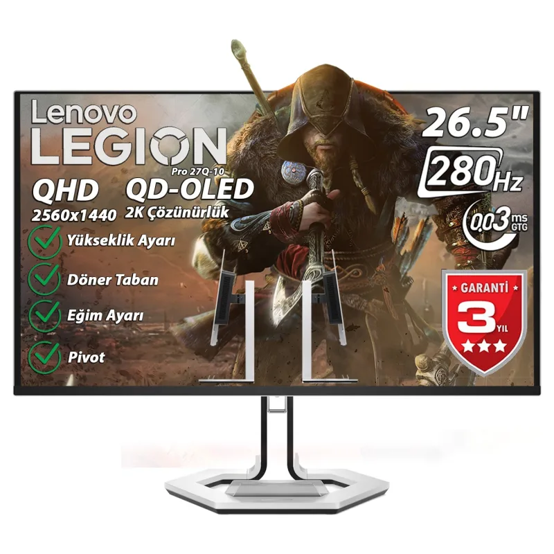 Lenovo Legion Pro 27Q-10 68CFGACBTK 26.5" 0.03 ms 2K Pivot 280 Hz OLED Oyuncu Monitörü