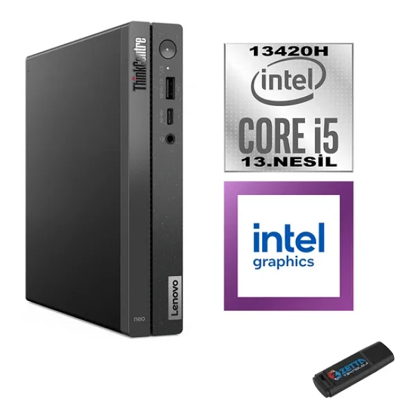 Lenovo Thinkcentre Neo 50Q Gen 4 Intel Core I5-13420H 24GB 1tb SSD Freedos Mini Bilgisayar 12LN006KTRF06 + Zetta Flash Bellek