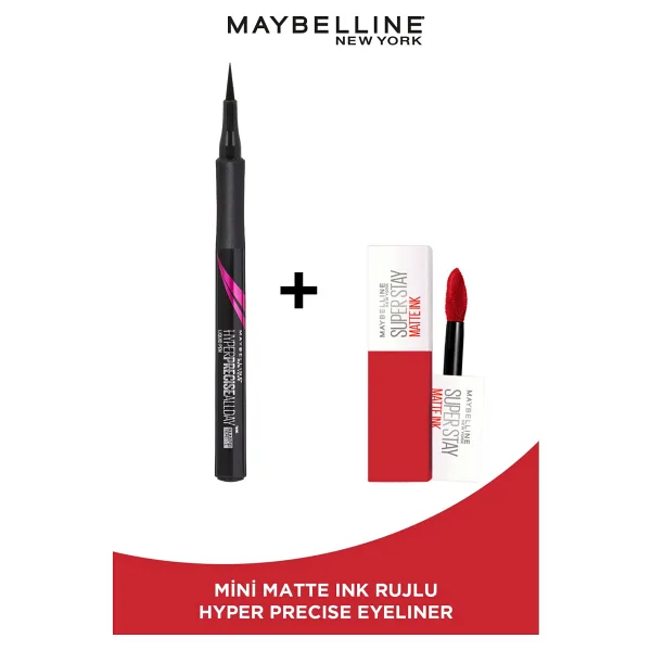 Maybelline New York Hyper Precise All Day Eyeliner - 701 Matte Onyx - Mat Siyah & Maybelline Mini Matte Ink