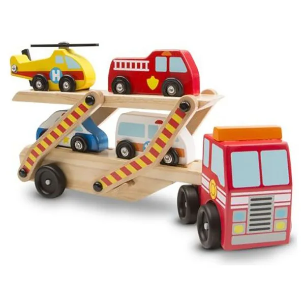 Melissa&Doug Ahşap Acil Yardım Araçları Taşıyıcı Tır