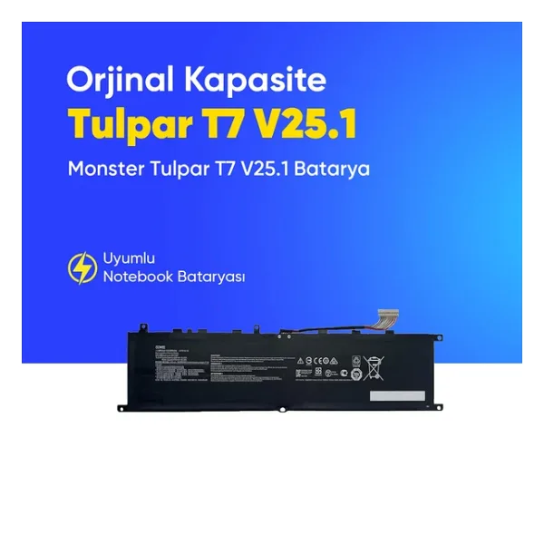 Monster Tulpar T7 V25.1 Batarya Pil Yüksek Performanslı, Uzun Ömürlü, Uyumlu Güç Kaynağı